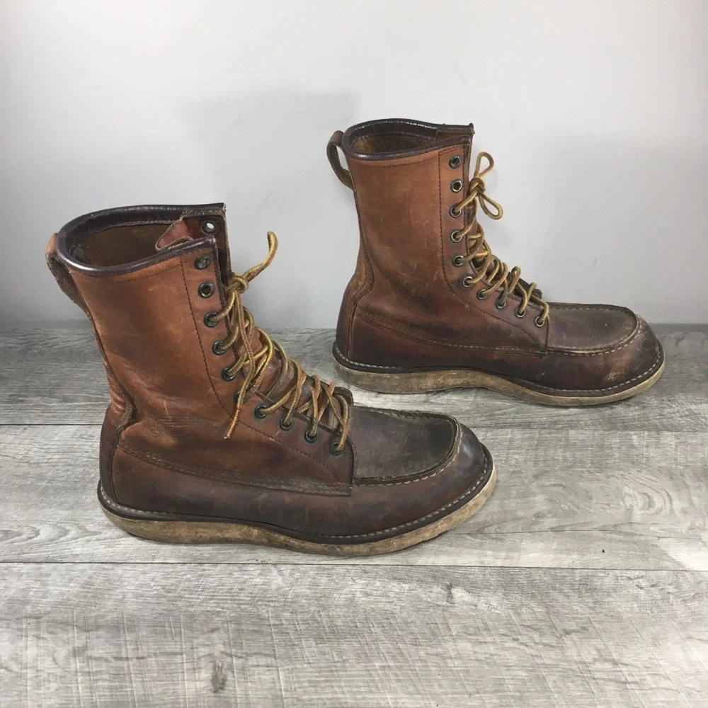 Classic Red Wing Heritage 877 8-Inch Moc Toe Leather Work Mens Boots Size 8 D
